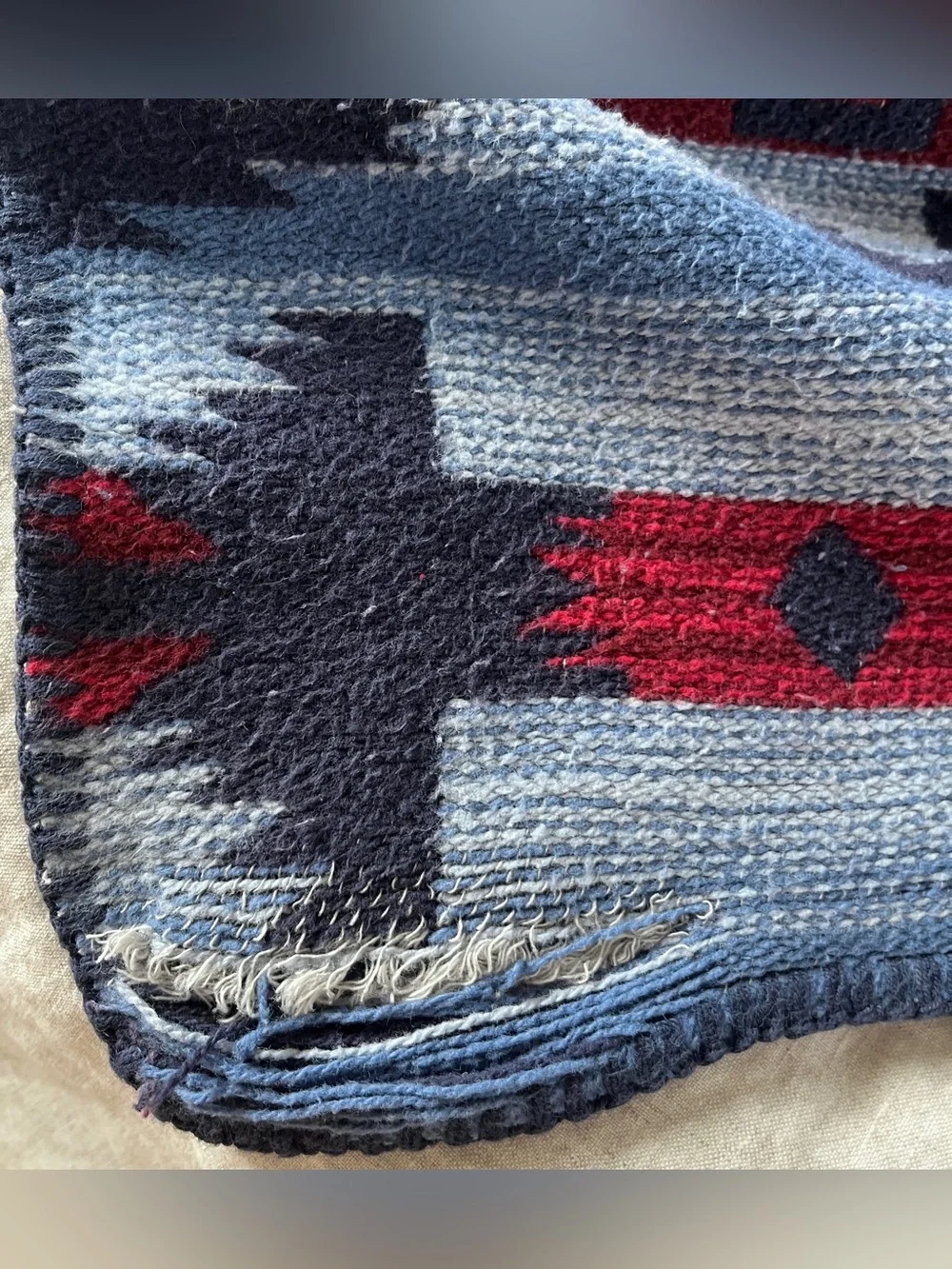 Vtg RALPH LAUREN All Cotton Cartwright Blanket Aztec Southwest Tribal 90x90 USA